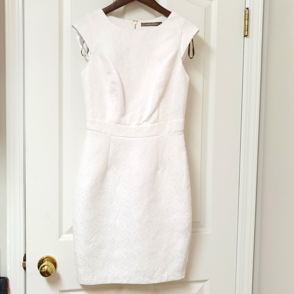 White Embossed Jacquard Dress